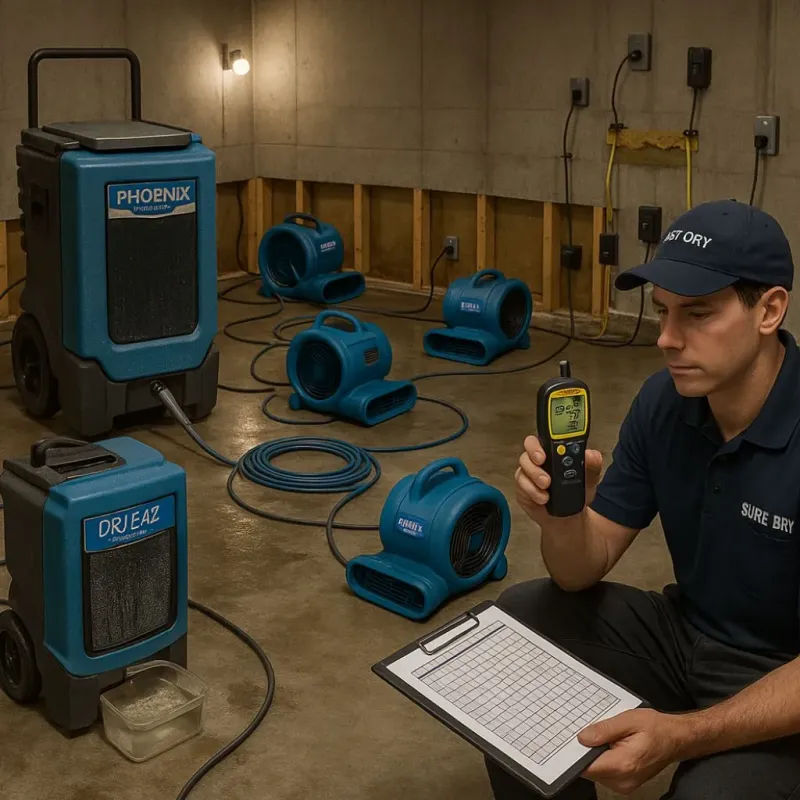 Structural Drying and Dehumidification process in Mims, FL